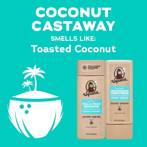 Dr. Squatch Men's Shampoo and Conditioner Set - Natural Formula for Thicker Hair - Coconut Castaway (11 fl oz, 2-Pack)