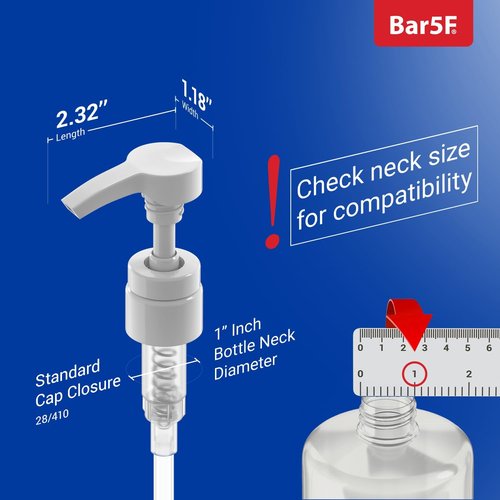 Bar5F Shampoo & Conditioner Pumps - 1-Liter Capacity for Professional Salon Bottles | White & Black
