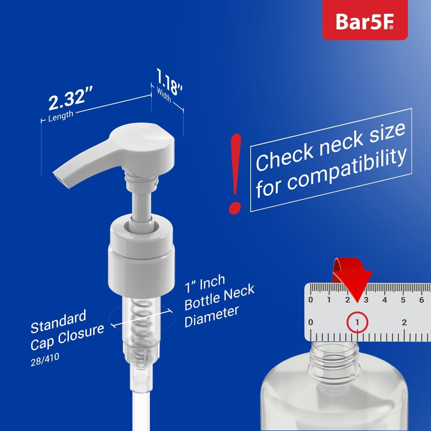 Bar5F Shampoo & Conditioner Pump Dispenser - 1-Liter Capacity for Professional Salon Use | White & Black