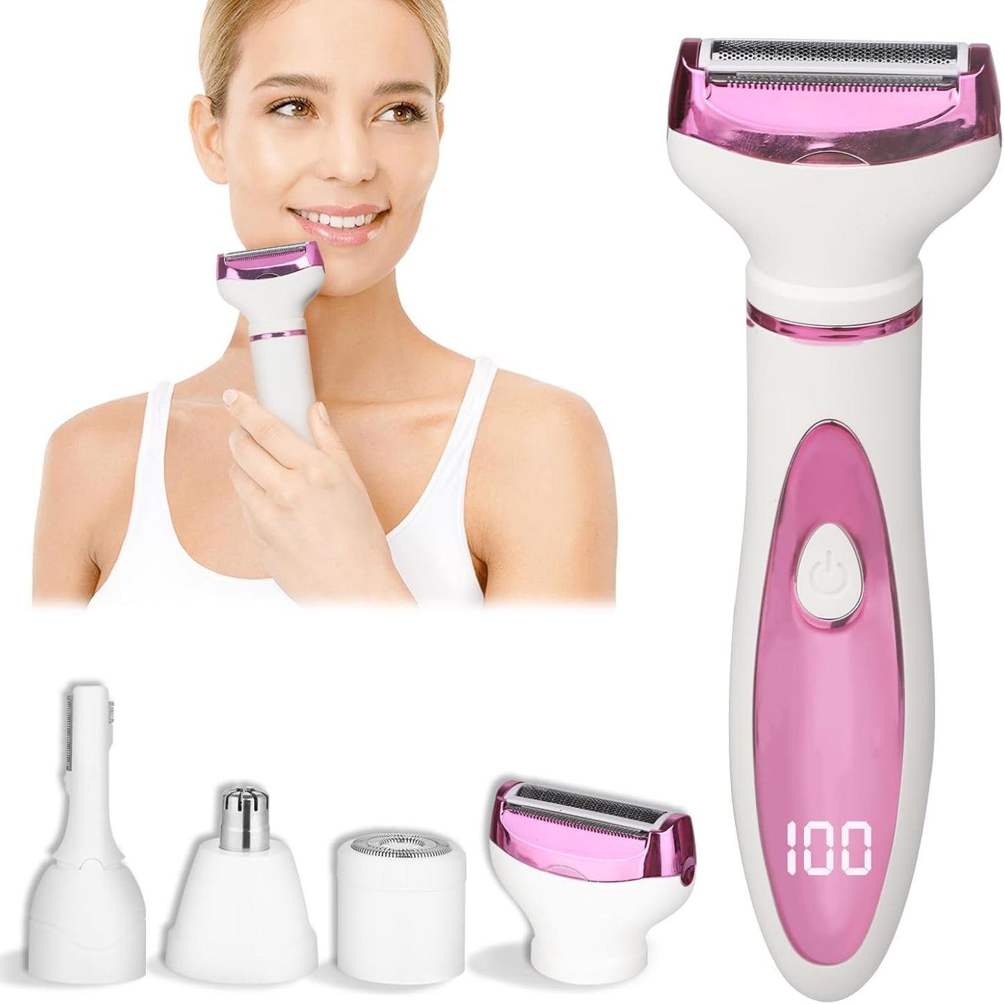 Skiennix LED Display Electric Razor - 4-in-1 Rechargeable Wet & Dry Shaver for Women & Men | Purple