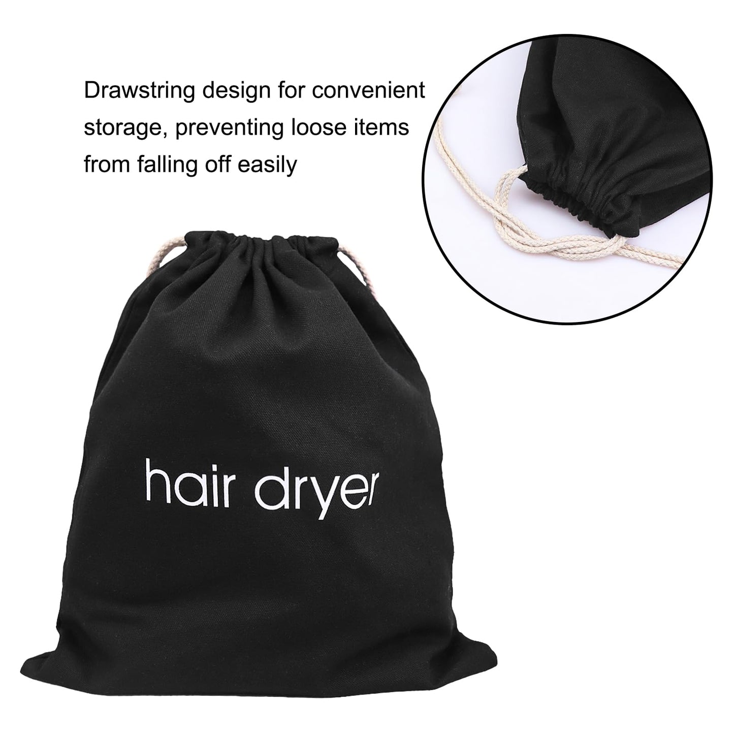 Hair Dryer Bags Bulk, Hairdryers Storage Drawstring Pouch, Blow Dryer Case Container Hairdryer and Styling Tools Accessories Bags for Hotel Home Airbnb Travel Bathroom 15 x 13 in (8 PCS Black)