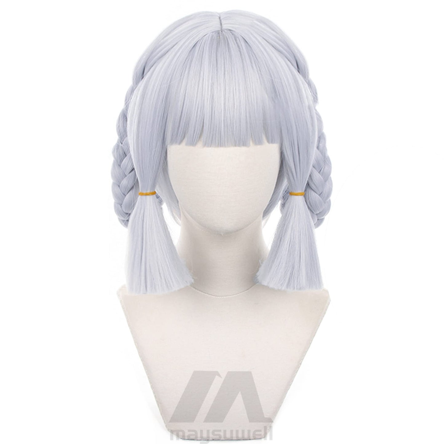 maysuwell Silver Cosplay Wig for Ayaka Springbloom Missive Wigs New Skin Genshhin impact Outfit Braid Hair Wigs for Women Comic Con