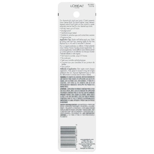 L'Oreal Paris Liquid Eyeliner - Intense Brush Tip for Precision | Black, 0.24 Fl Oz