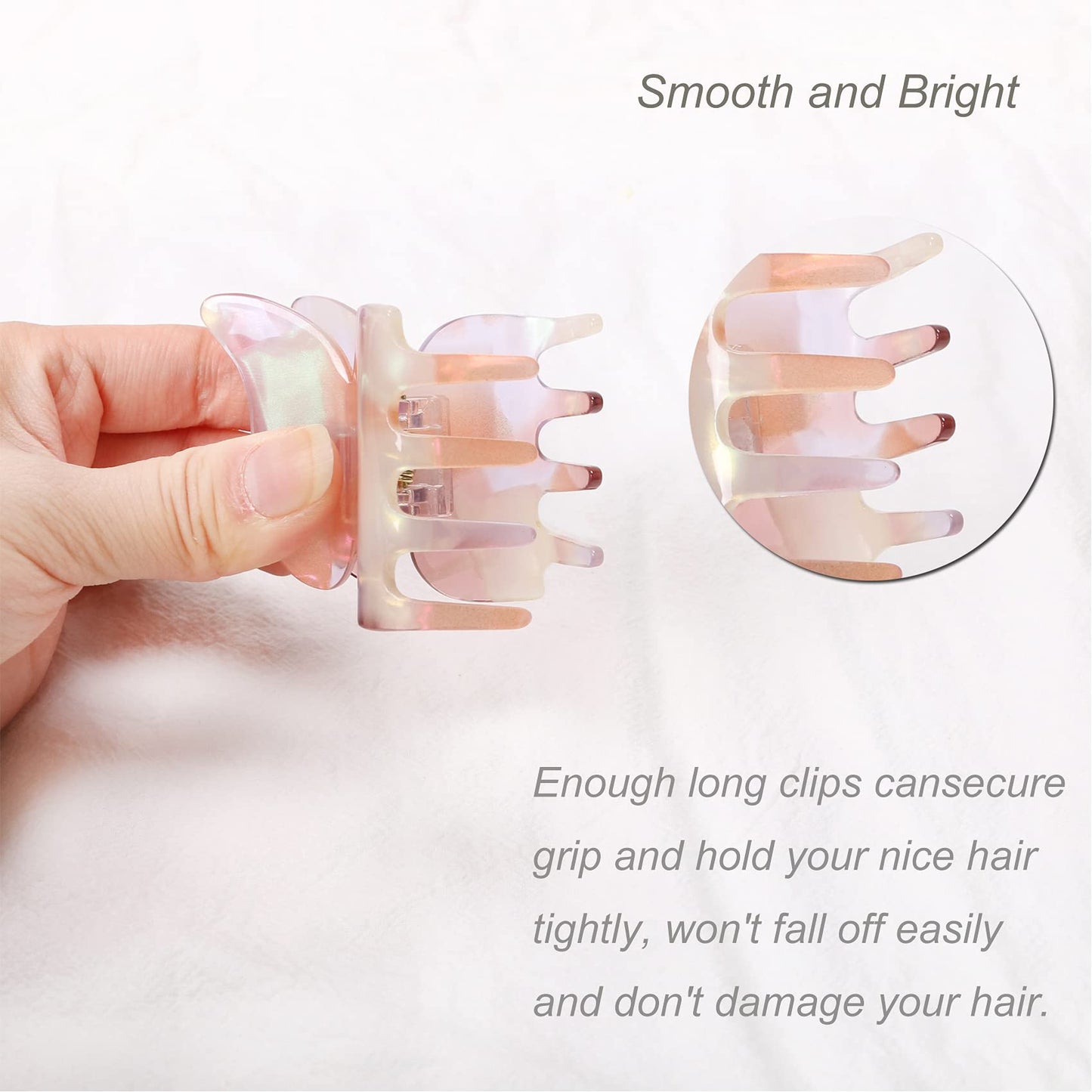 NAISIER Hair Clips, 3 Pack Butterfly Hair Clips Tortoise Shell Hair Claw Clips Jaw Clips 2.3 inch, Hair Accessories for Girls & Women (Mixed color, Blue, White, Pink-Purple)