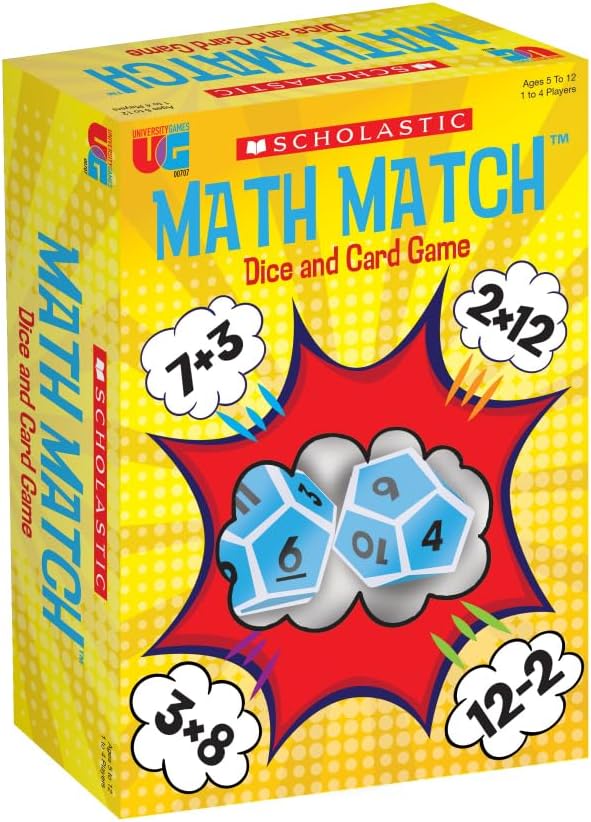University Games | Scholastic Math Match Travel Dice Game - Fun Math Reinforcement for Kids Ages 5+
