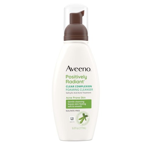 Aveeno Clear Complexion Foaming Facial Cleanser - Oil-Free Acne Treatment with Soy & Salicylic Acid, 6 fl. oz