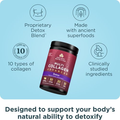 Ancient Nutrition Multi Collagen Protein Powder - Cleanse & Detox Formula, Unflavored, 36 Servings