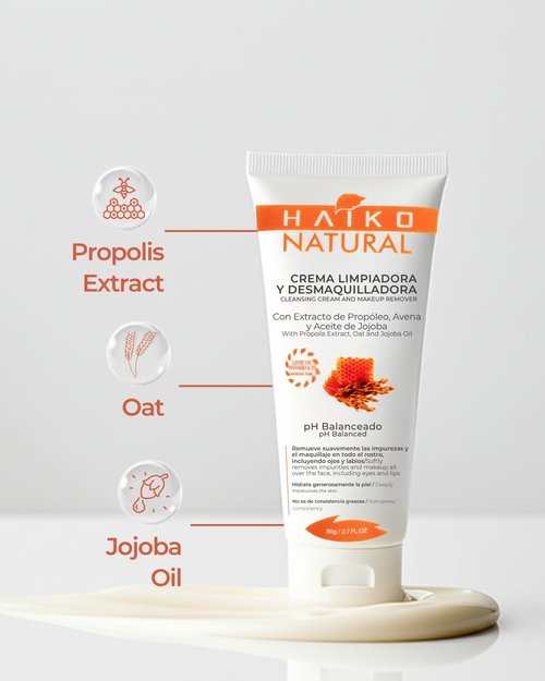 Regine Switzerland Hydrating Cleansing Cream - Non-Greasy Makeup Remover with Propolis & Oat, 2.7 fl oz / 80g