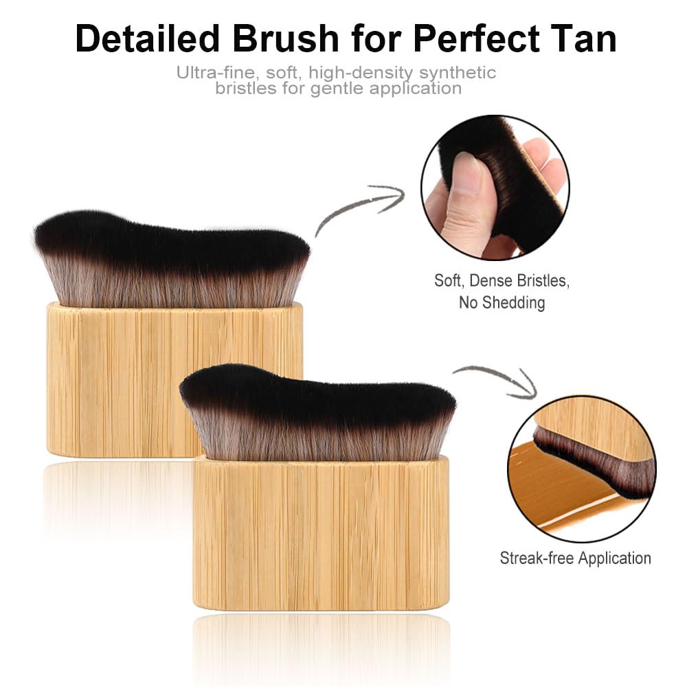 Skiennix Self Tanning Mitt Applicator Kit - 3-in-1 Tanning Glove & Kabuki Brush Set for Perfect Tan