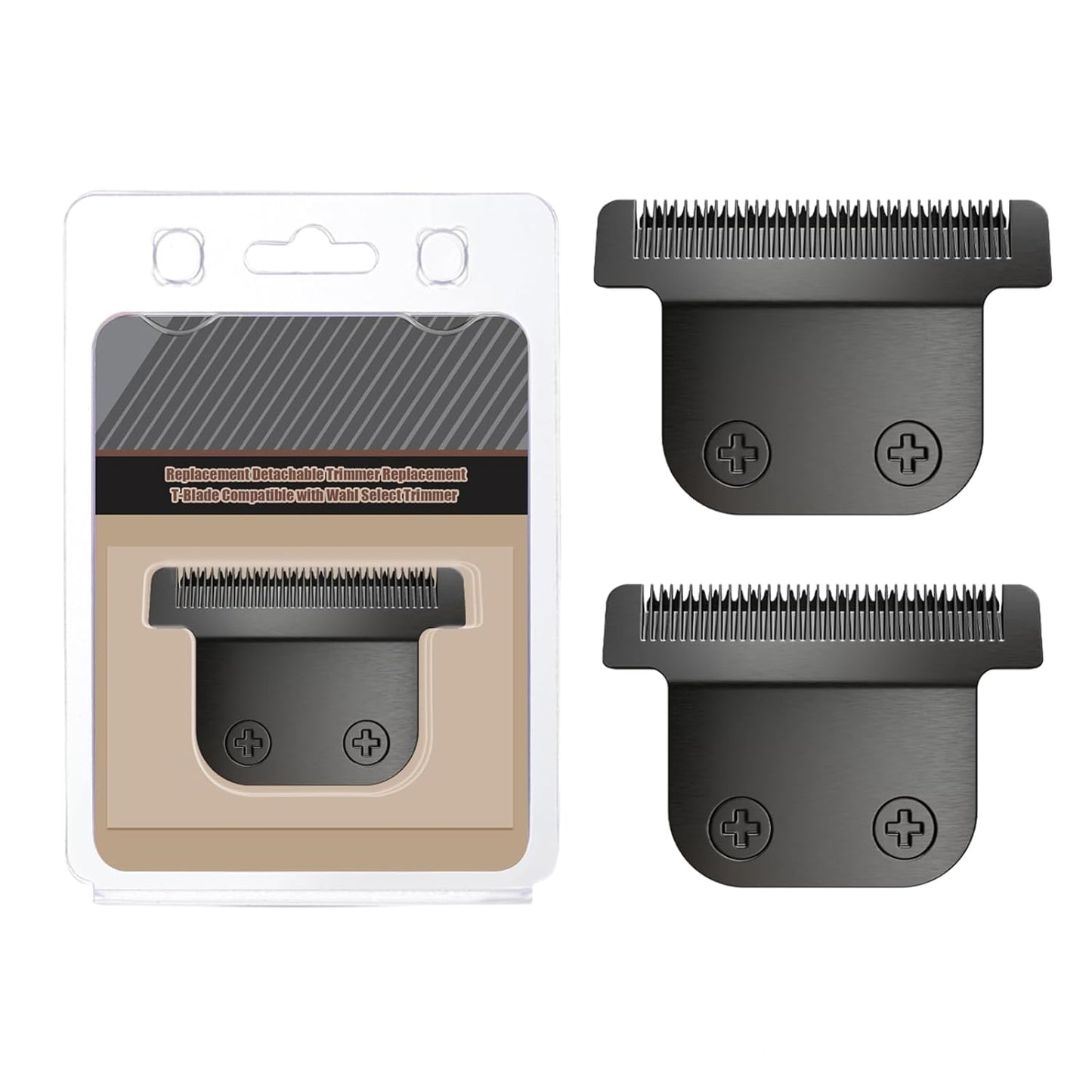 Wahl 40mm Replacement Detachable Stainless Steel T Blade - Compatible with Lithium Ion Trimmers | Black 2 Pack