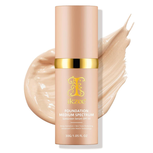 Skiennix 4-in-1 Foundation Liquid - SPF 50+, Medium Coverage, Color Matching, Waterproof Formula