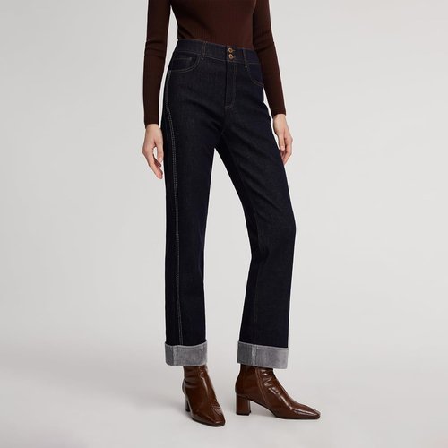 GOELIA Fleece Lined High Waist Wide Leg Jeans - Stretchy Thermal Denim Pants for Winter
