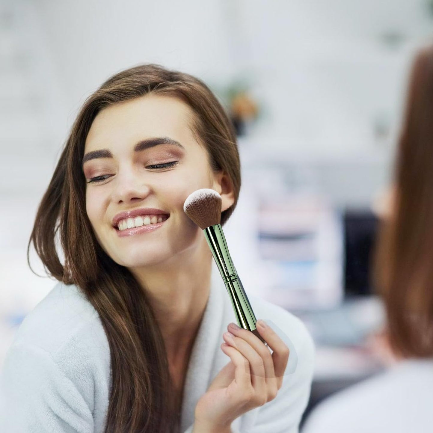 Jilier Travel Makeup Brushes with Case, 4 in 1 Makeup Brush Set, Powder Brush, Foundation Brush/Blush Brush, Eyeshadow Brush, Concealer Brush, Double Ended Makeup Brush Ideal for Liquid, Cream, Powder