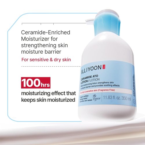 Illiyoon Ceramide Ato Lotion - Lightweight Moisturizer for Dry & Sensitive Skin | Vegan, 2.29 fl. oz.