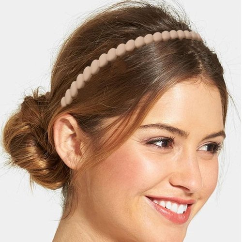 Jaczora Plastic Comb Headbands with Teeth for Women, Non-Slip Comfort Hair Bands, Black Brown Beige White, 4 Pack Hair Accessories