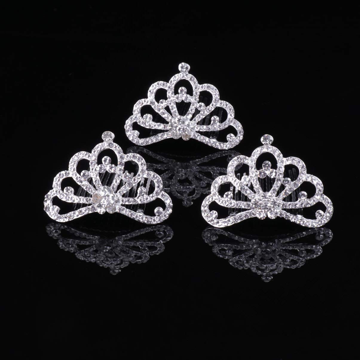 minkissy 12Pcs Rhinestone Small Crown Combs Princess Tiaras Comb Mini Tiaras for Girls Hair Side Combs Hair Styling Tiaras for Halloween Wedding Birthday Party