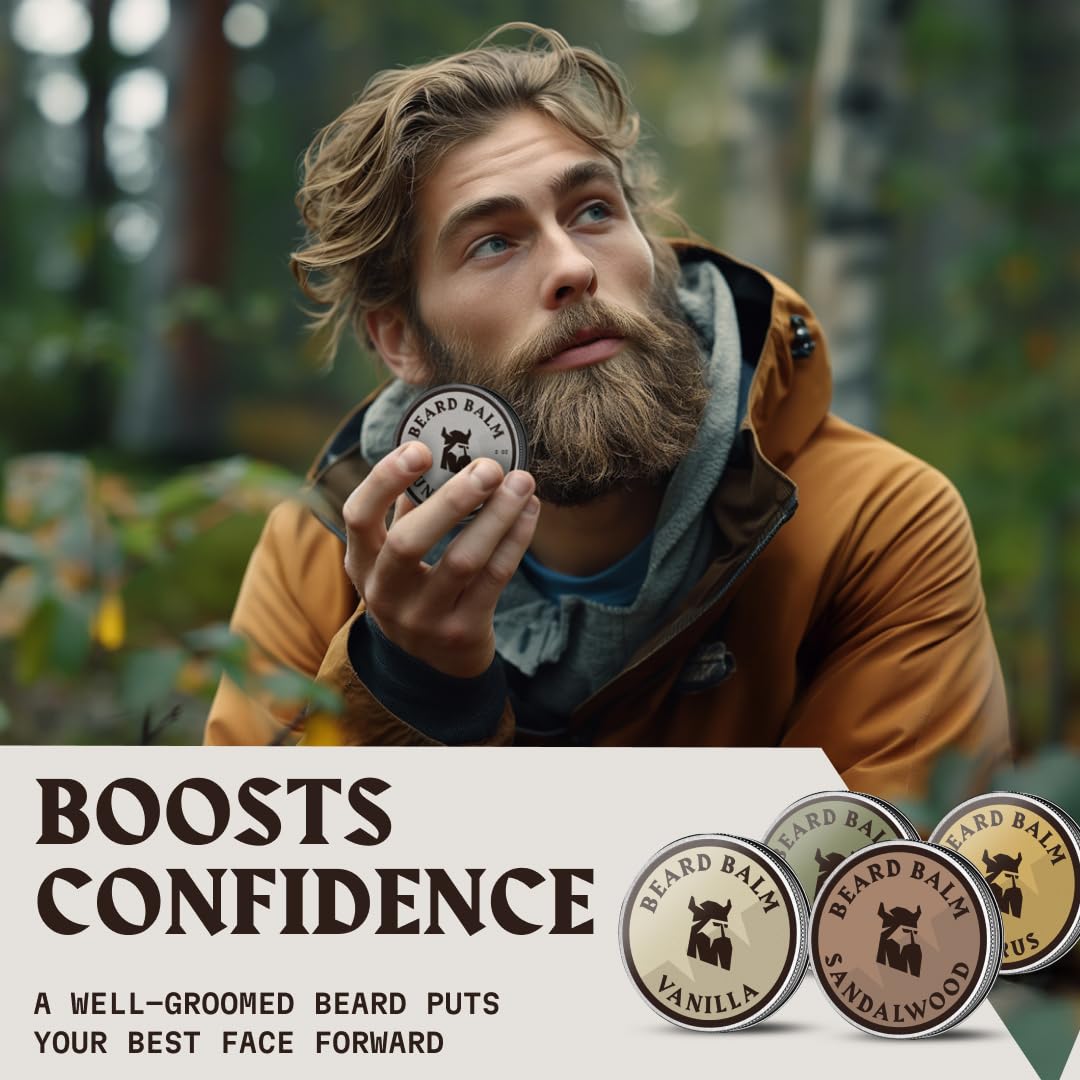 Striking Viking Beard Balm - Hydrating Moisturizer & Beard Butter Variety Pack | 4 Assorted Scents, 1 Oz Tins
