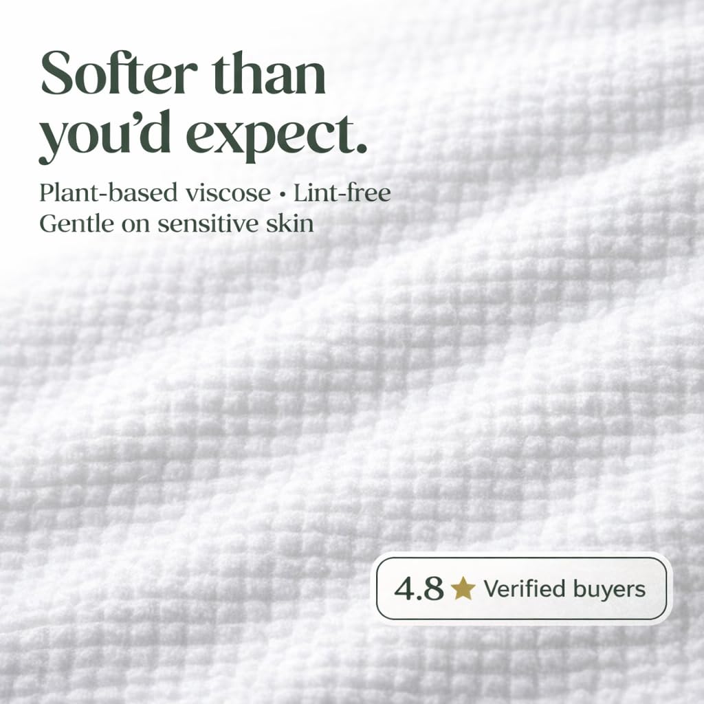 SoftBloom Disposable Face Towels - XL 50 Count Biodegradable Viscose | Ultra Soft for Sensitive Skin & Makeup Removal