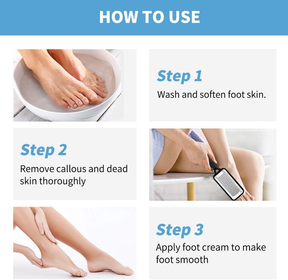 Fu Store Stainless Steel Foot Files - Dual-Sided Callus Remover & Pedicure Tools for Smooth Feet