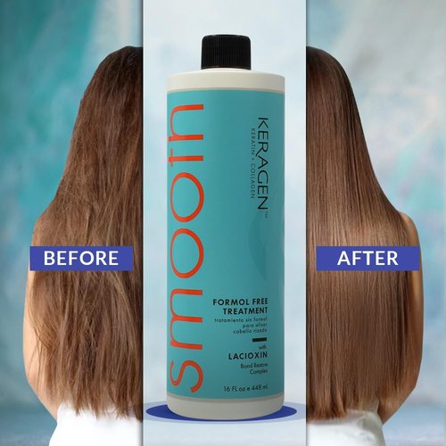 Keragen Brazilian Keratin Smoothing Treatment - Formaldehyde-Free Blowout for Frizzy, Dry Hair | 16 Oz