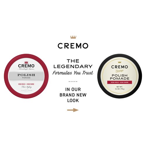 Cremo Hair - Premium Barber Grade Pomade, High Hold & Shine, Hair Styling, 4 Oz