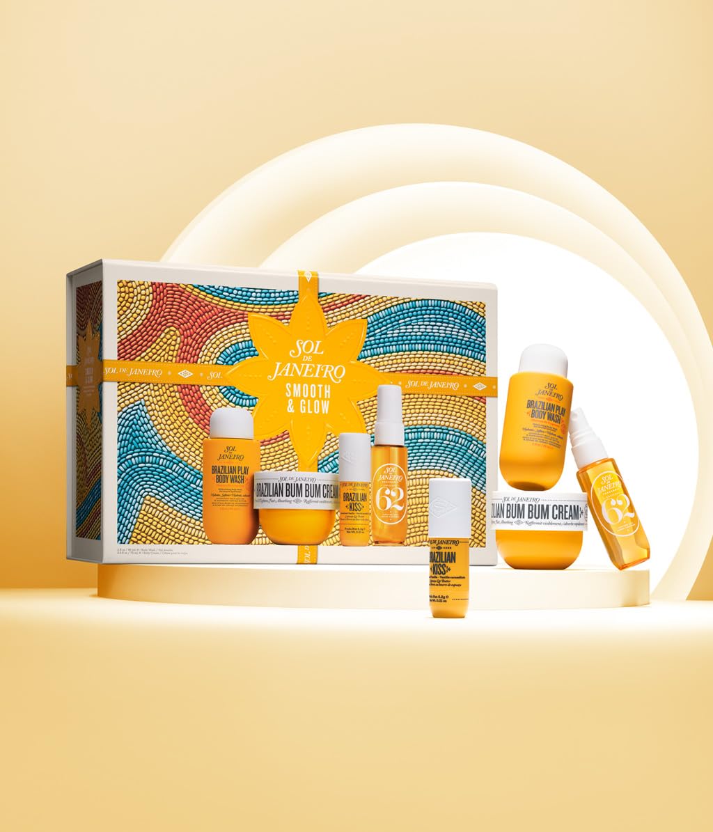 Sol de Janeiro Gift Set - Travel Size Smooth & Glow Body Routine | Includes Bum Bum Cream & More
