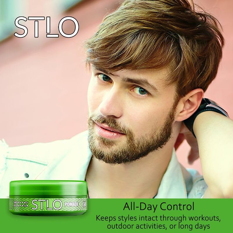 STLO Pomade - High Shine Hair Styling Cream for Medium Hold & Frizz Control | All-Day Professional Look