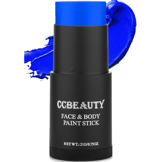 CCBeauty Halloween Neon UV Blue Face Body Paint Stick Oil, Royal Eye Black Face Painting Kit Glow in the Black Lights Makeup, Cream Dark Eyeblack Hypoallergenic Foundation for Cosplay Costume Parites