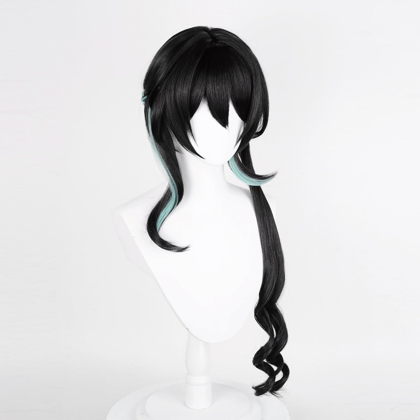 XiongXiongLe Honkai Star Rail Ruanmei Cosplay Wig Long Curly Black Mixed Cyan Gradient Hair Wigs for Women Girls Cos Anime Game Party Halloween Christmas(Ruanmei)