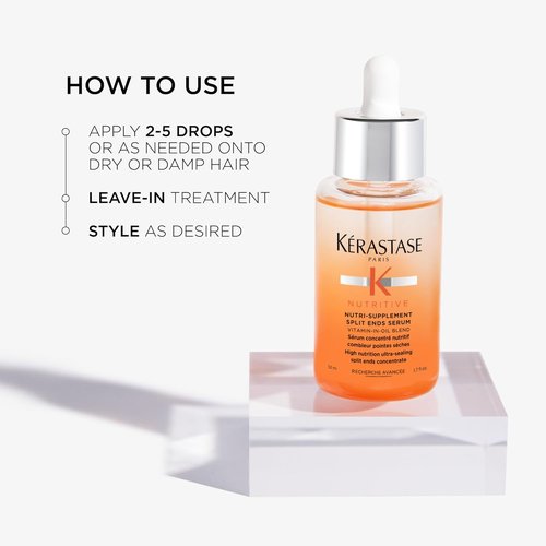 Kerastase Nutritive Split Ends Hair Serum - Nourishing Leave-In Oil Treatment for Smooth, Shiny Hair | 50 ml