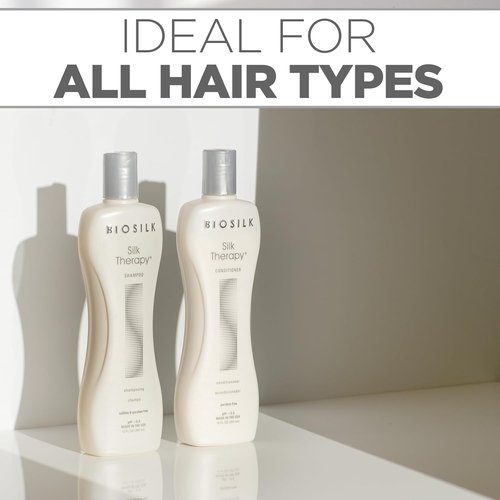 BioSilk Silk Therapy Duo Set - Shampoo & Conditioner for Moisturizing, Shiny Hair | 12 Oz Each (Pack of 2)