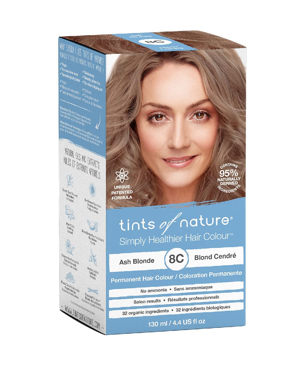 Tints of Nature 8N Natural Light Blonde Hair Dye - Nourishing, Ammonia-Free Formula, 4.4 fl oz