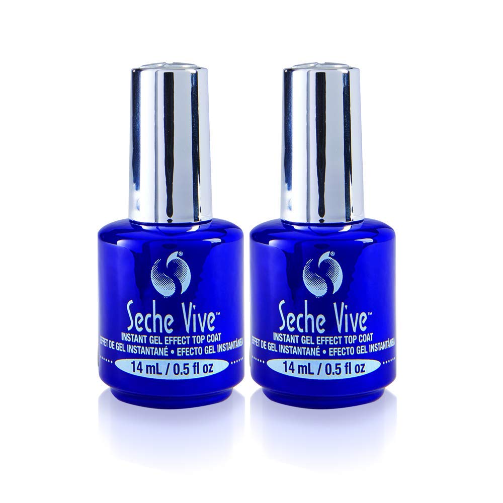 Seche Vive | Instant Gel Effect Top Coat Nail Polish - Perfect for Manicure & Pedicure, 0.5 Oz, 2-Pack