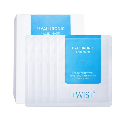 **+WIS+ Hyaluronic Acid Face Mask - 24 EA Hydrating Serum & Vitamin B5 for Dry Skin | Anti-Aging & Plumping**