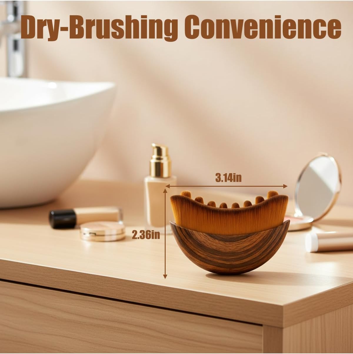 Skiennix Lymphatic Contour Face Brush - Organic Dry Tool for Puffiness Reduction & Jawline Sculpting | Ideal for Sensitive & Mature Skin