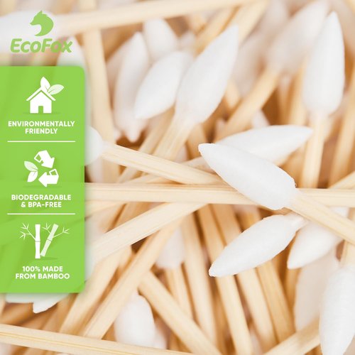 Precision Tip Bamboo Cotton Swabs - Eco-Friendly 200 Count | 100% Plant-Based Double Tipped Buds for Makeup & Crafts
