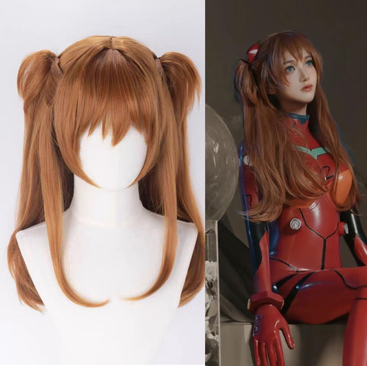 SEISAIDO Long Orange Wig Anime Cosplay Wig With 2 Detachable Ponytails Straight Hair + Cap for Halloween Costume Party