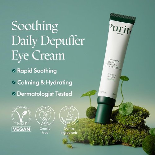 PURITO Centella Eye Cream - Soothing Formula for Sensitive Skin | Reduces Dark Circles & Puffiness | 30ml