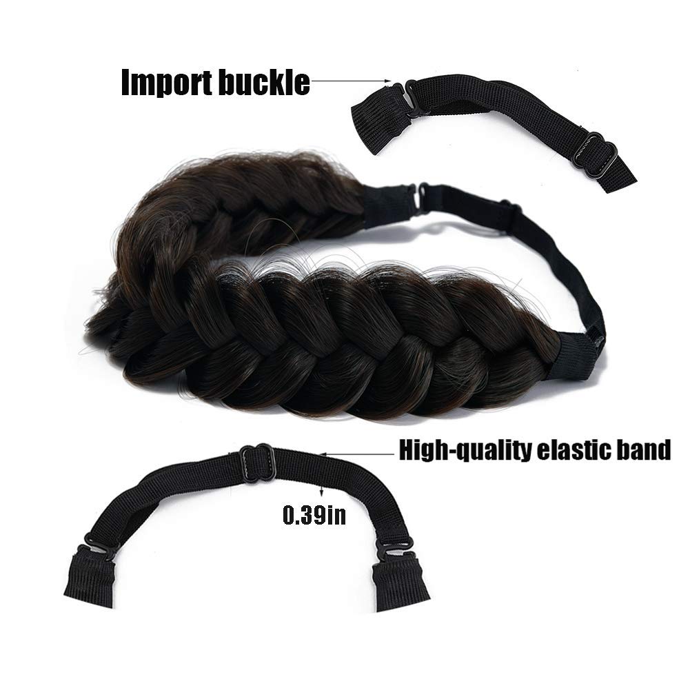 TOECWEGR Synthetic Hair Braided Headband Classic Wide Strands Wedding Disorderly Fluffy Braids Wig Band Women Beauty Accessory