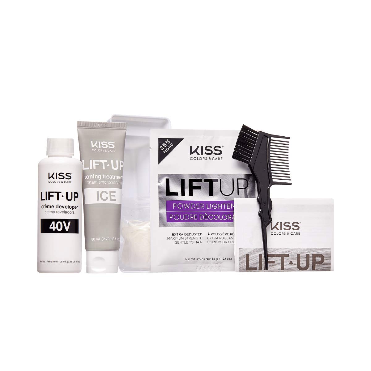 KISS Lift Up Hair Bleach Kit - Maximum Strength with Revitalizing Plex Serum | Complete 6-Pc DIY Set