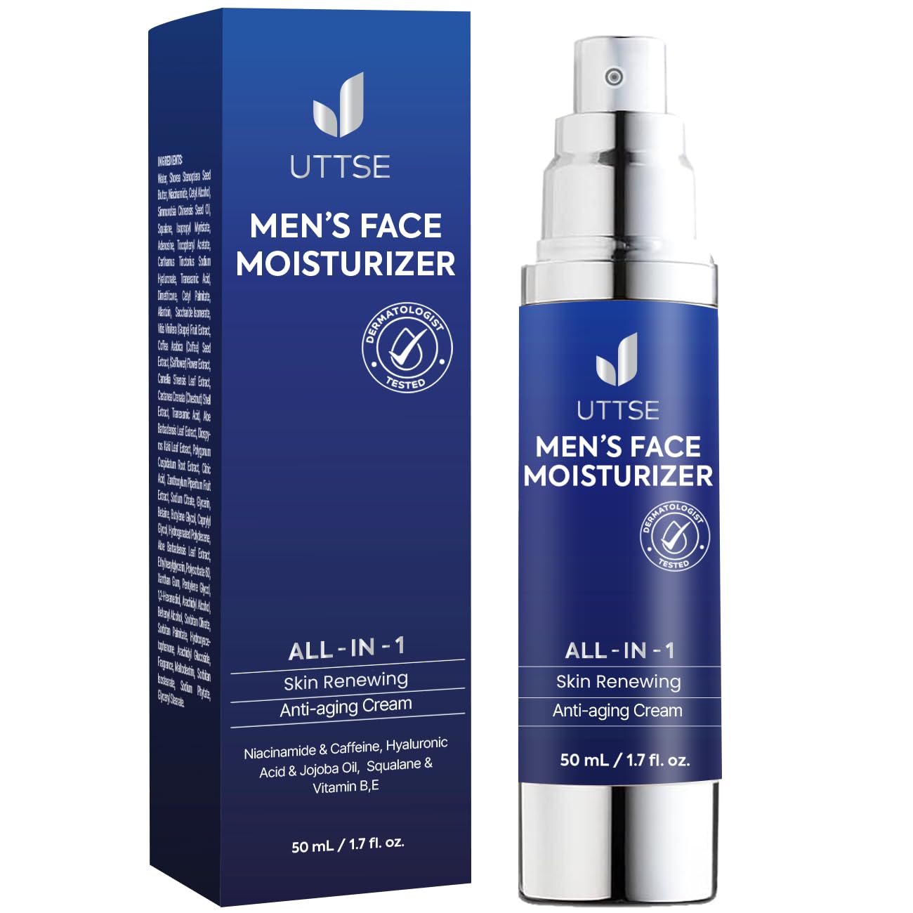 Skiennix 6-in-1 Face Cream for Men - Anti-Aging & Wrinkle Treatment with Collagen, Hyaluronic Acid, Vitamins E & B - 1.7 oz
