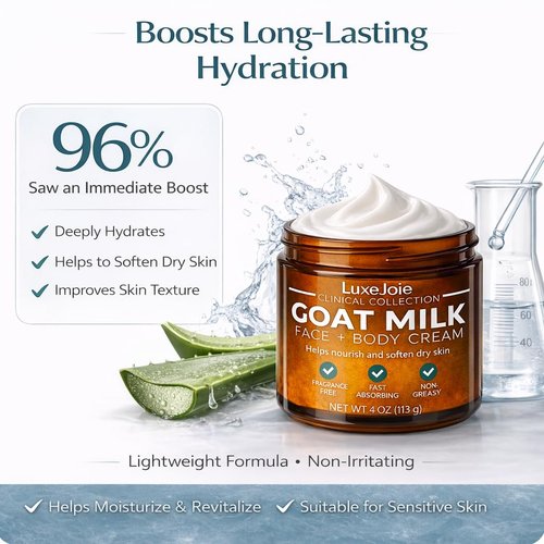 LuxeJoie Goat Milk Face Cream - Fragrance-Free Moisturizer for Dry & Sensitive Skin - 2 oz Hydration