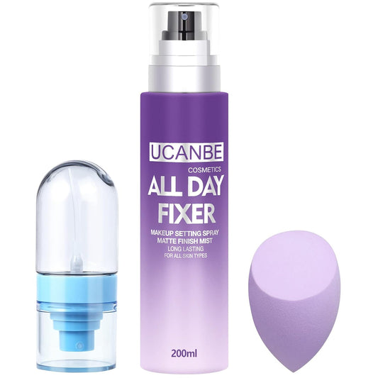 UCANBEMAKEUP Long Lasting Makeup Setting Spray Kit - Hydrating Matte Finish Mist & Travel Size 6.76 Fl Oz