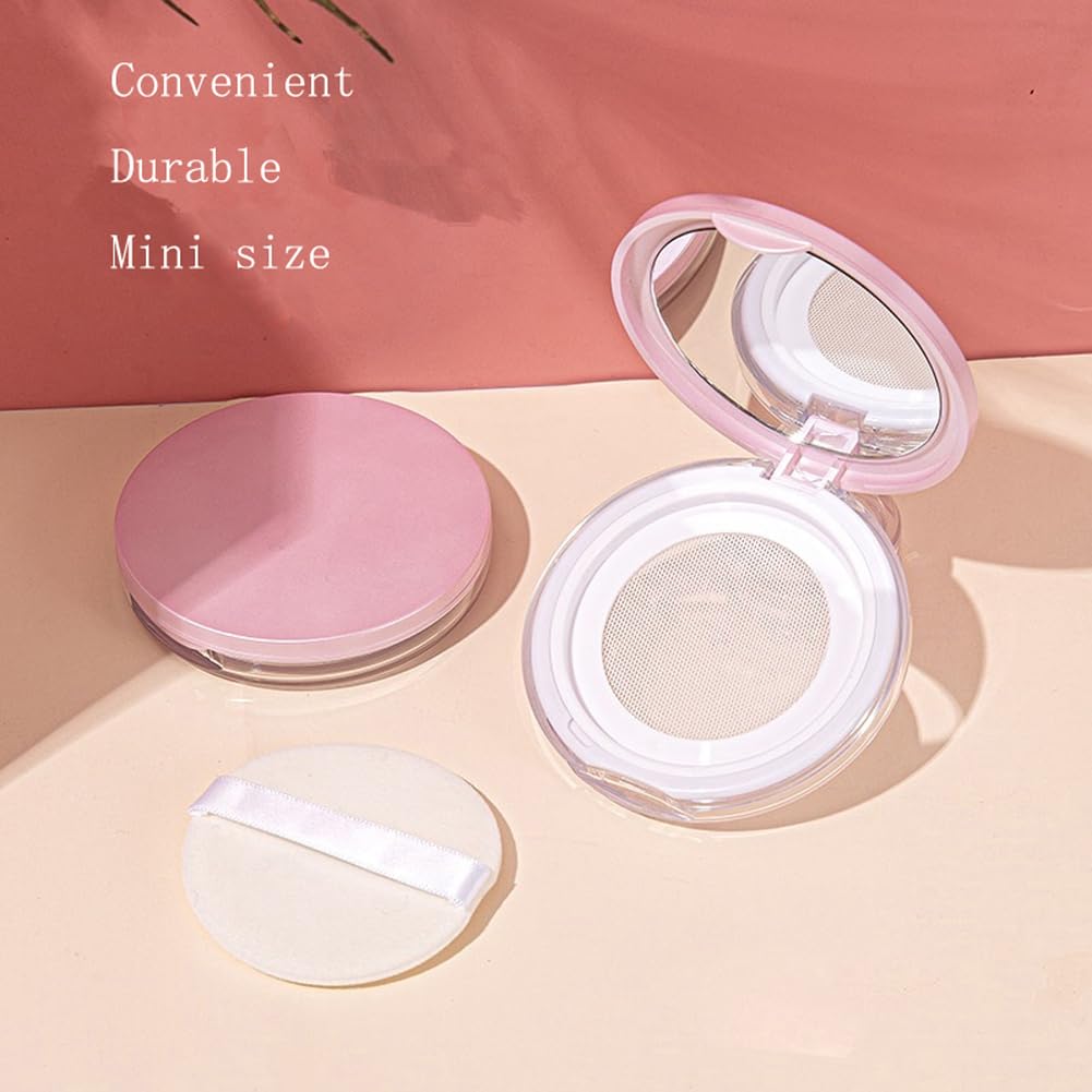 Skiennix Empty Plastic Loose Powder Compact - Reusable 5g Makeup Container with Mirror & Puff