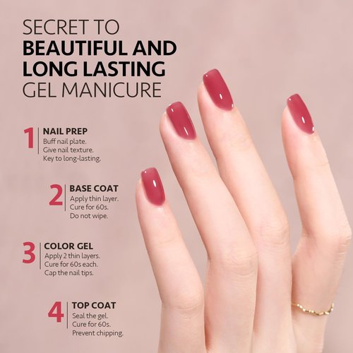 GAOY Jelly Nude Gel Nail Polish, 16ml Sheer Pink Translucent Soak Off Gel Polish, UV Light Cure for Nail Art DIY, 1993 Blushing Red