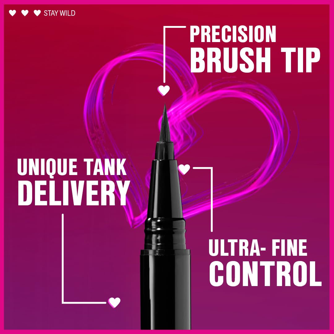 Wet n Wild Mega Last Liquid Eyeliner - Waterproof, Ultra-Fine Brush, 16-Hour Wear | Black, Cruelty-Free & Vegan