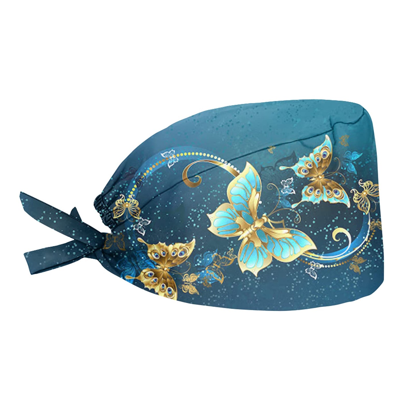 JEOCODY Butterfly Print Women Men Working Hat with Sweatband Breathable Headgear Cap for Work Universal Fit One Size