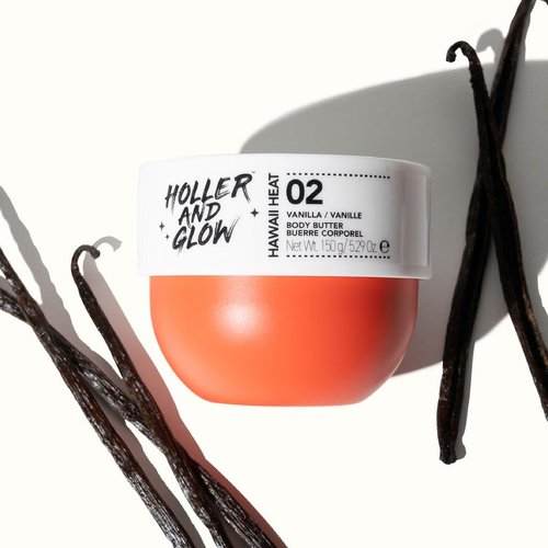 Bundle of Holler And Glow Hawaii Heat Body & Hair Mist + Body Butter, Body Spray, Warm Vanilla, Peony & Amber Scented, Moisturizing, Nourishing, Shea Butter, Peony, Amber Scented, 2 Piece Set