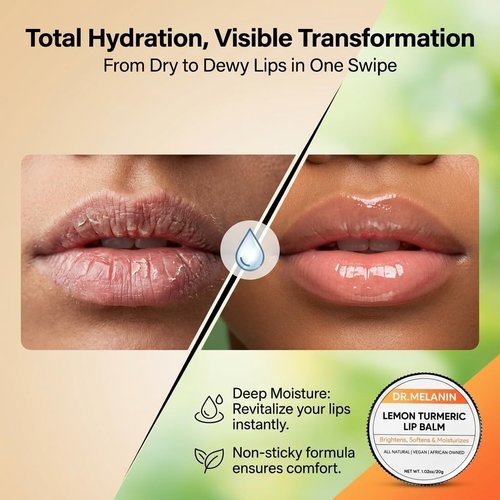 Dr. Melanin Lemon Turmeric Lip Balm - Natural Moisturizer for Dark Lips | Hydrating & Tone-Improving, 1.02 oz