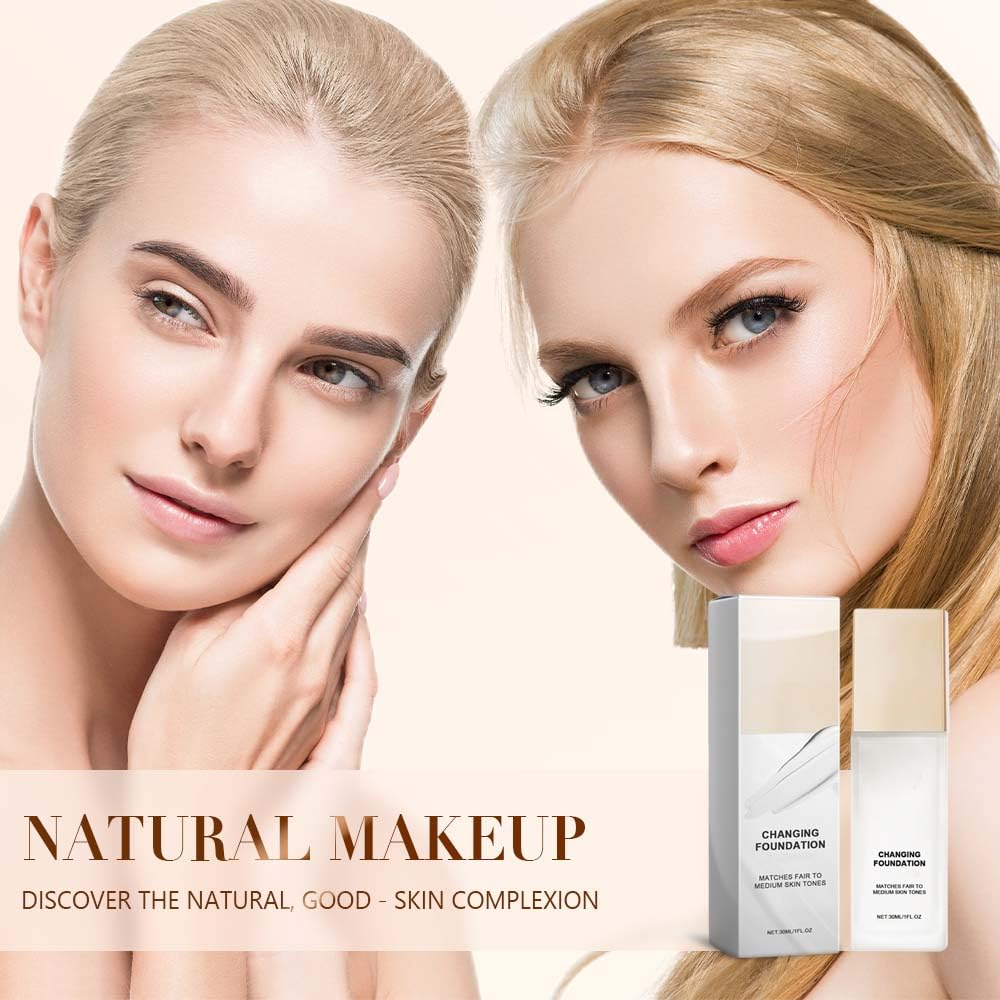 Skiennix Color Changing Foundation - SPF 15, Hydrating Full Coverage for Fair to Medium Skin Tones | 2 Packs